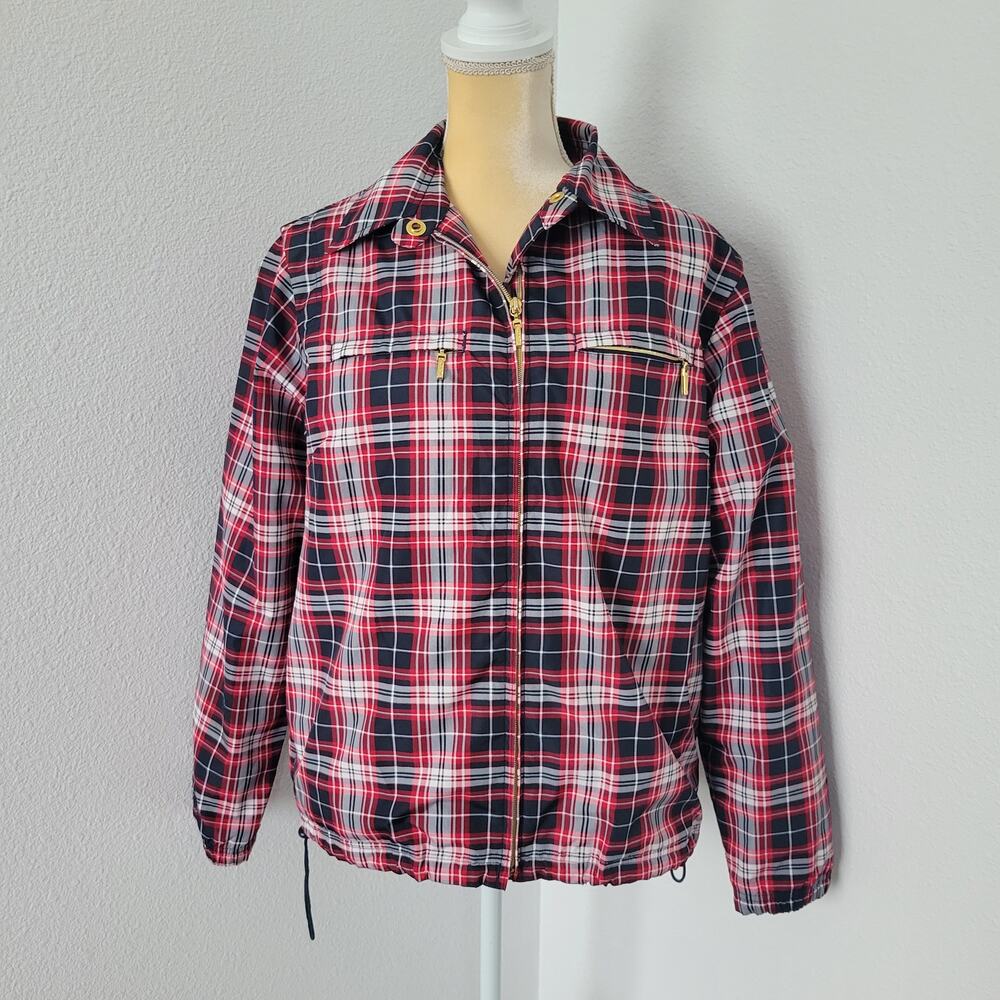 Catalina Women's Red Plaid Full Zip Windbreaker Jacket Size Small